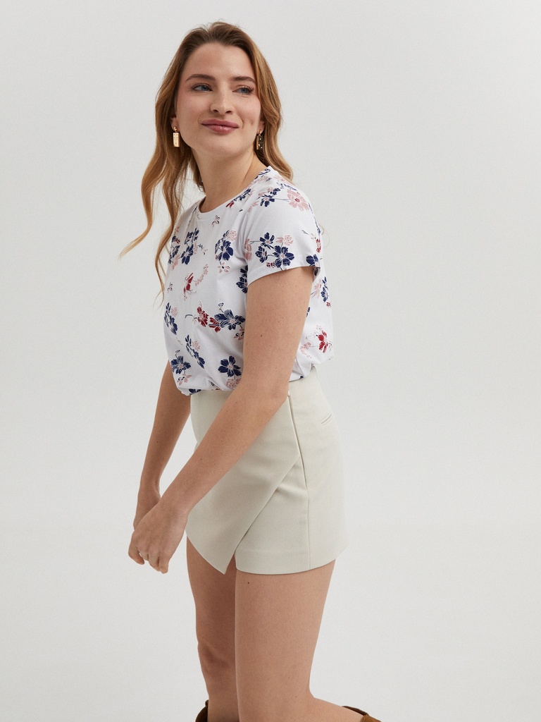 Camiseta manga corta con estampado de flores 1598 (Pack8)